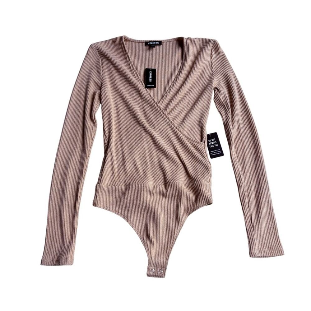 Express Tan Raglan Long Sleeve Bodysuit